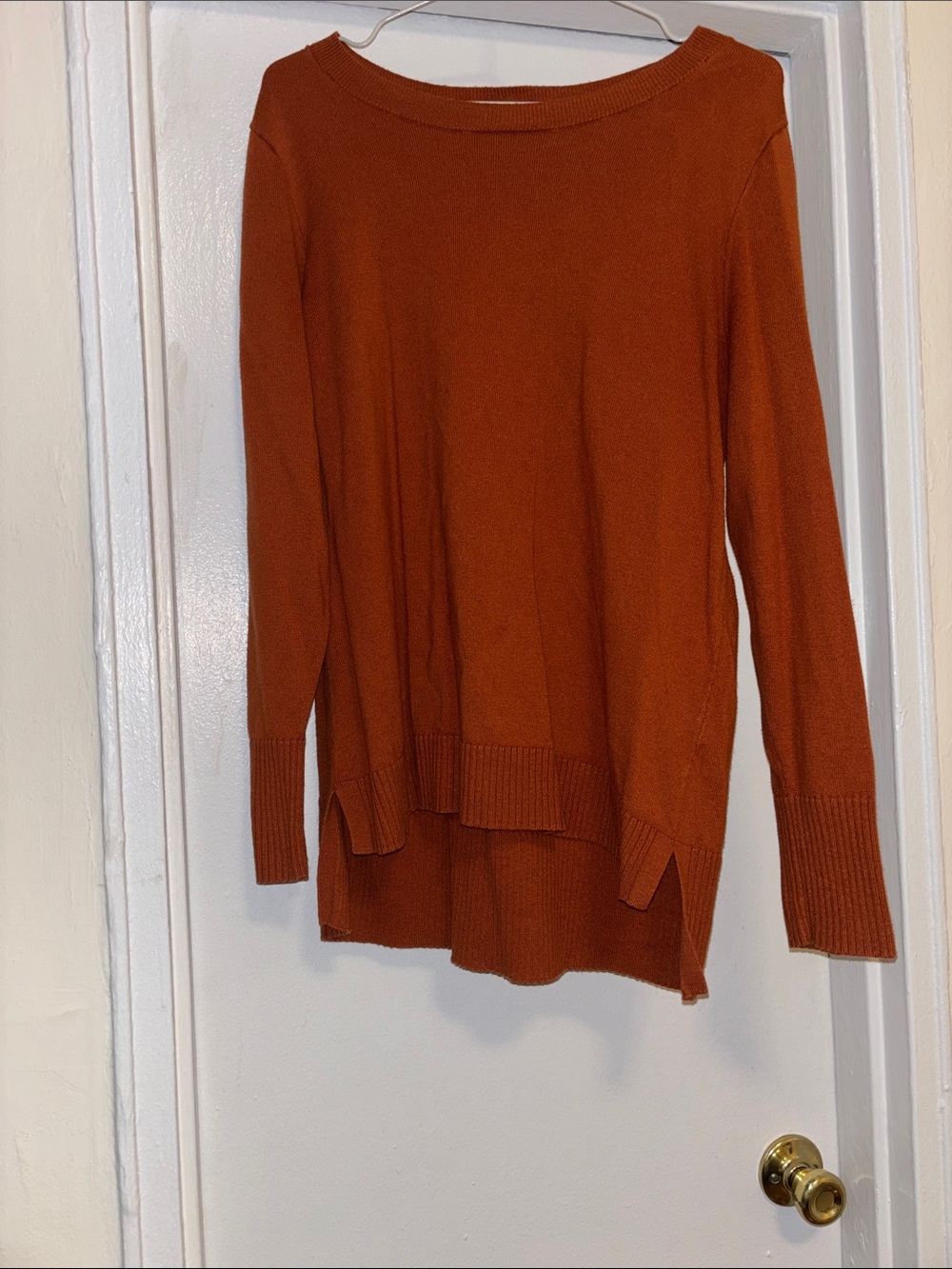 Women's Lightweight Crewneck Sweater in Rust Orange size medium